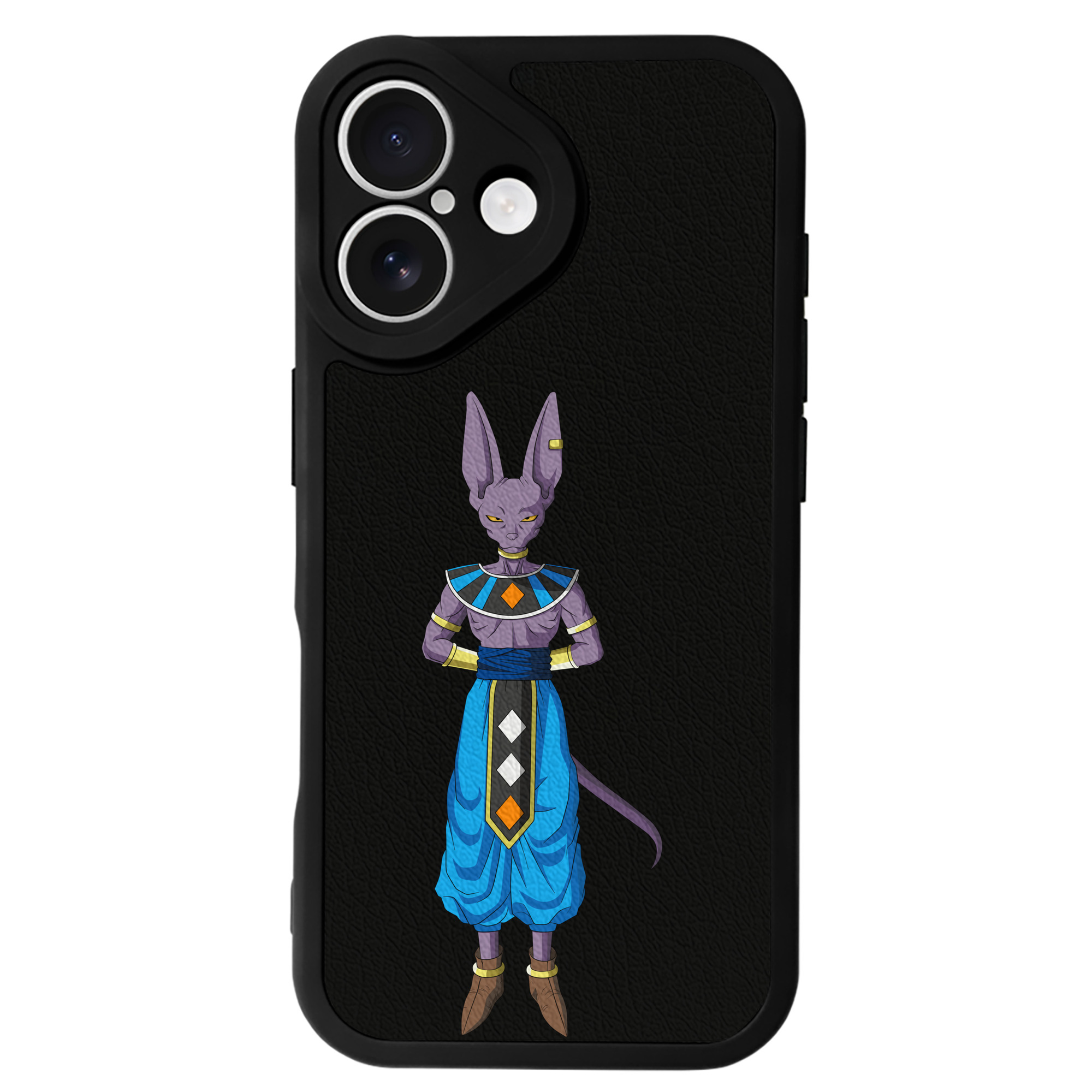 （画像用） ドラゴンボール ビルス 破壊神ビルス DRAGON BALL Beerus Birusu 【iPhone 16シリーズ対応】シリコンスマホケース（レザー調） 材質：シリコン